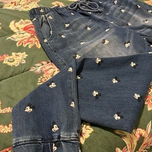 BRAND NEW Disney Denim Joggers with all over Mickey design size XL